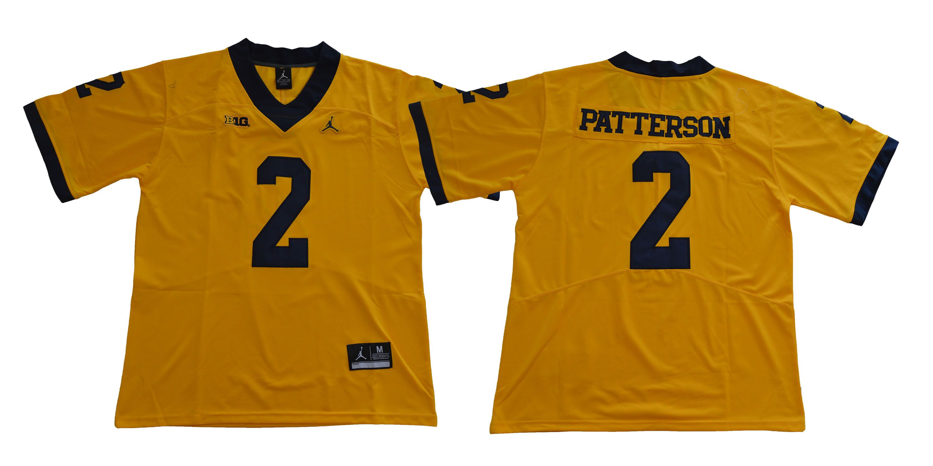 Men Michigan Wolverines 2 Patterson Yellow NCAA Jerseys